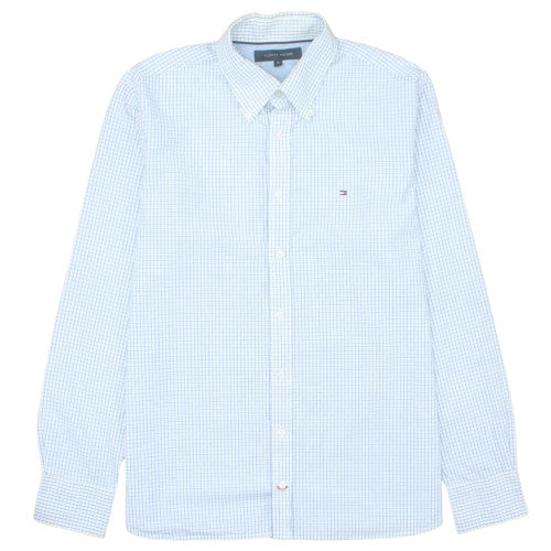 Tommy Hilfiger Men Blue Check Button-Down Long Sleeve Shirt M