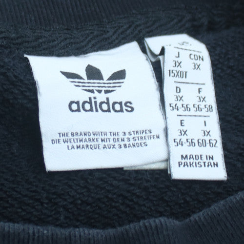 Adidas Women Black 3XL Crew Neck Sweatshirt with Logo Print