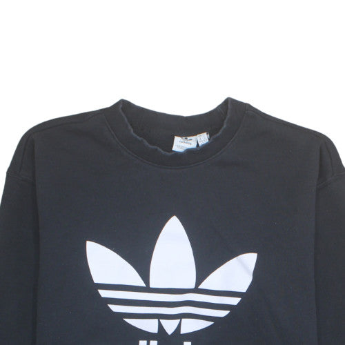 Adidas Women Black 3XL Crew Neck Sweatshirt with Logo Print