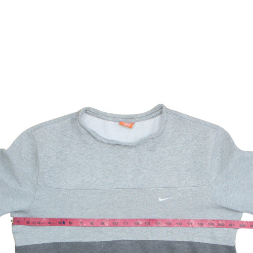 Nike Men's Grey Striped Crew Neck Fleece Sweatshirt Size M