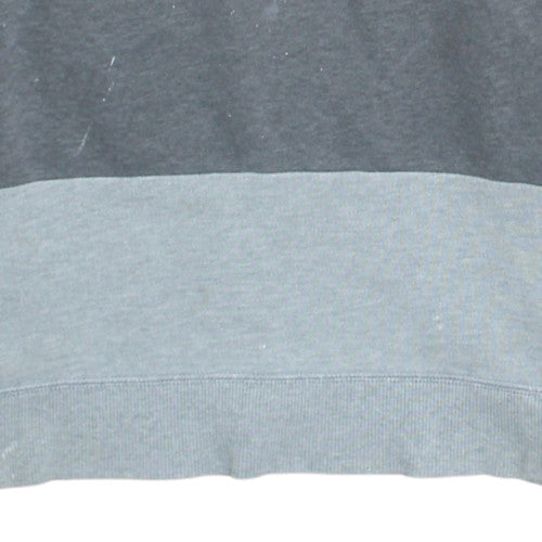 Nike Men's Grey Striped Crew Neck Fleece Sweatshirt Size M