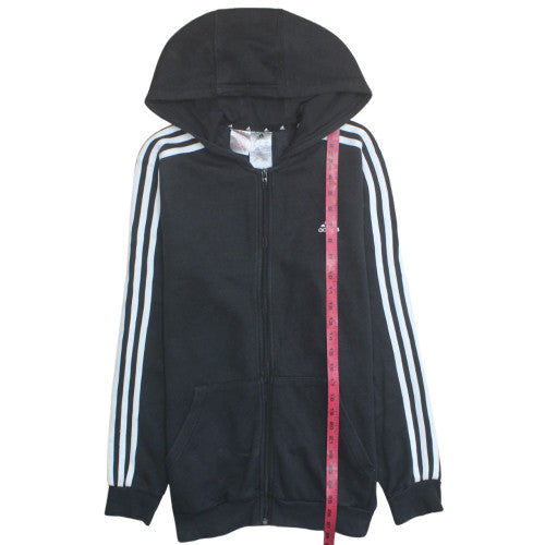 Adidas Boys Black Full Zip Hoodie 15-16 Years Classic Sportswear