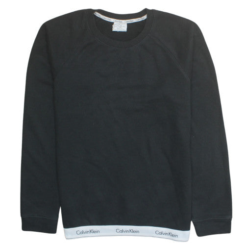 Calvin Klein Men's Black Crew Neck Logo Sweatshirt M Pullover