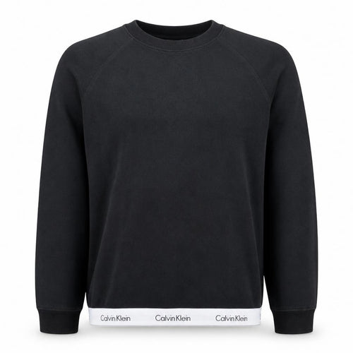 Calvin Klein Men's Black Crew Neck Logo Sweatshirt M Pullover