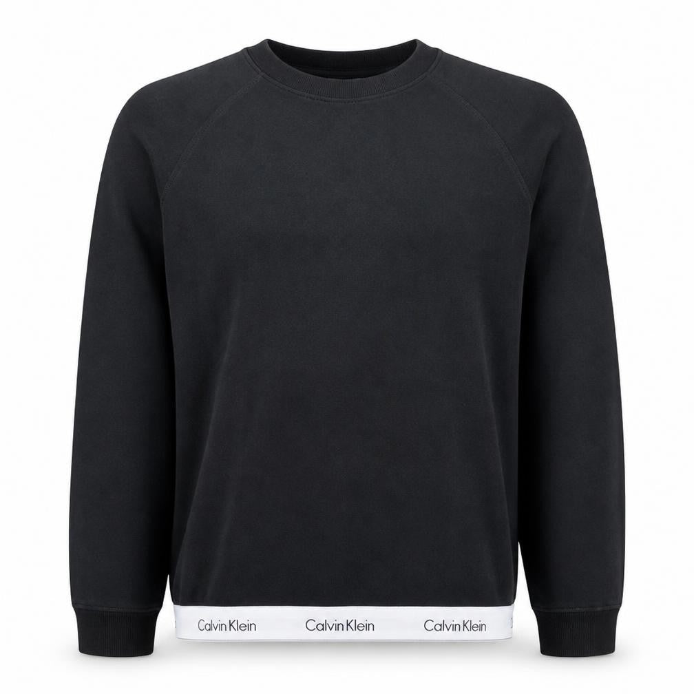 Calvin Klein Men's Black Crew Neck Logo Sweatshirt M Pullover