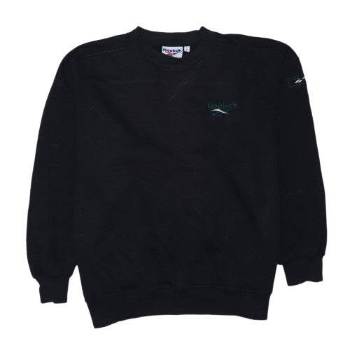 Reebok Men's Black Logo Pullover Sweatshirt L Vintage Sportswear