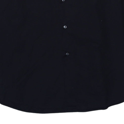 Hugo Boss Men's Black Regular Fit Long Sleeve Cotton Button-Up Shirt Size 46