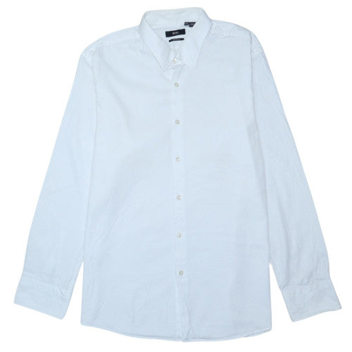 Hugo Boss Men’s White Regular Fit Long Sleeve Button-Up Shirt 17.5 L