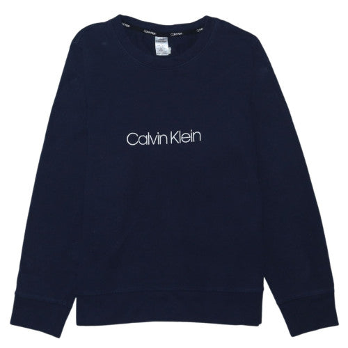 Calvin Klein Women’s Navy Blue Logo Crew Neck Pullover Sweatshirt L