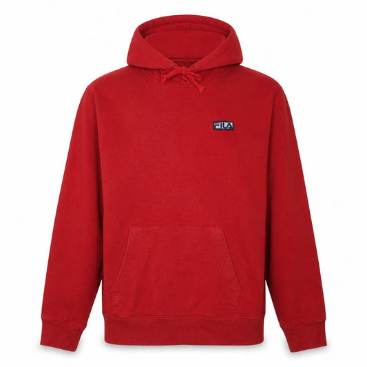 Front view of Fila Men's Red Pullover Hoodie, size L, Regular Fit Fleece