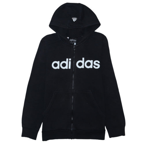 adidas Boys Black Full Zip Hoodie 13-14 Years Fleece Sportswear