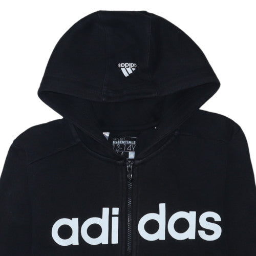adidas Boys Black Full Zip Hoodie 13-14 Years Fleece Sportswear