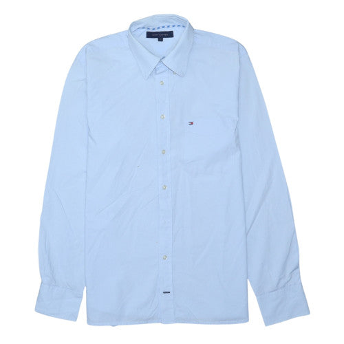 Tommy Hilfiger Men Blue Button-Up Cotton Shirt M Classic Fit