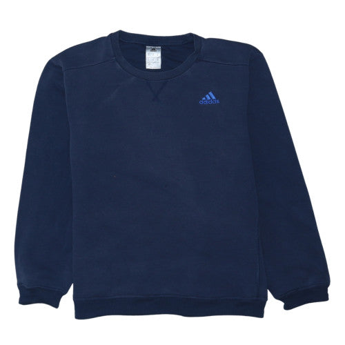 Adidas Mens Blue Pullover Sweatshirt M Crew Neck Regular Fit