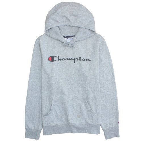 Champion Men's Grey Pullover Hoodie L Logo Fleece Sportswear