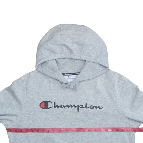 Champion Men's Grey Pullover Hoodie L Logo Fleece Sportswear