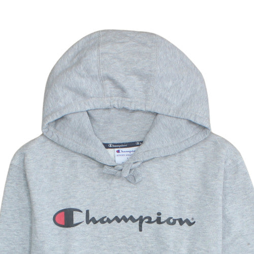 Champion Men's Grey Pullover Hoodie L Logo Fleece Sportswear