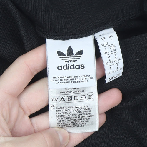 Adidas Womens Black Stretch Ribbed Leggings Size 16-18