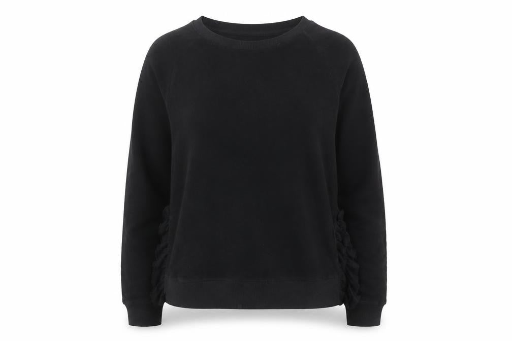 Front view of Goldie Lewinter Women's Black XS Pullover Sweatshirt 100% Pima Cotton