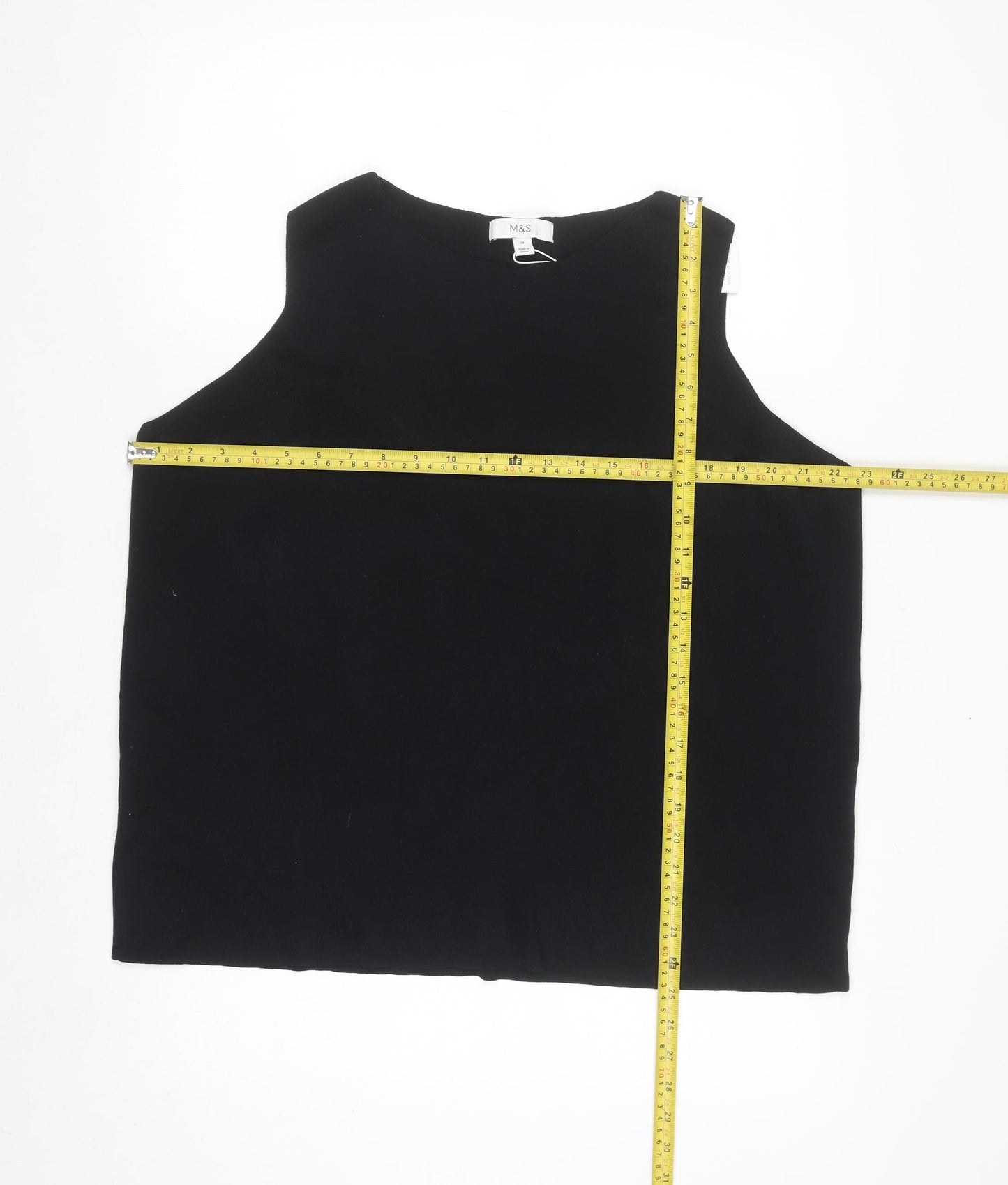 Marks and Spencer Women's Black Plus Size 24 Sleeveless Knit Tank Top