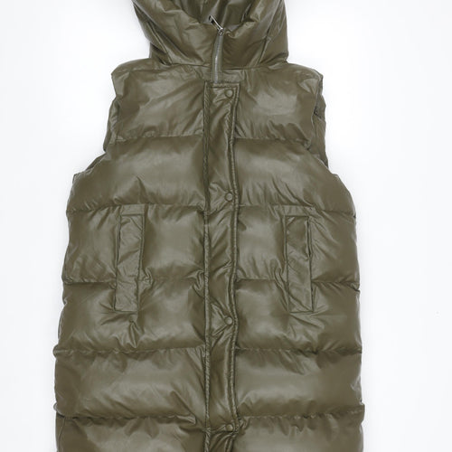Blue Vanilla Womens Green Hooded Puffer Waistcoat M