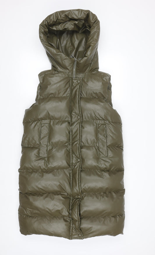 Blue Vanilla Womens Green Hooded Puffer Waistcoat M