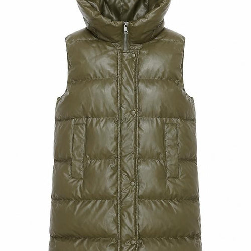 Blue Vanilla Womens Green Hooded Puffer Waistcoat M