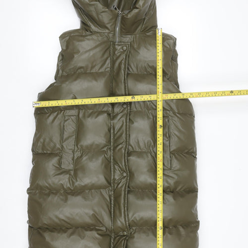 Blue Vanilla Womens Green Hooded Puffer Waistcoat M