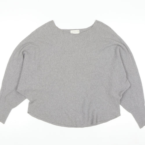 Apricot Womens Grey Boat Neck Batwing Knit Jumper Size 10