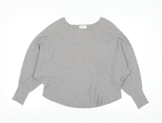 Apricot Womens Grey Boat Neck Batwing Knit Jumper Size 10