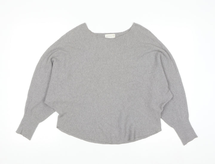 Apricot Womens Grey Boat Neck Batwing Knit Jumper Size 10
