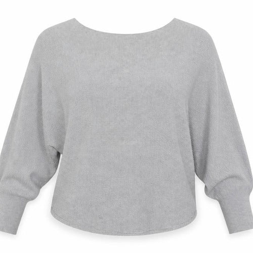 Apricot Womens Grey Boat Neck Batwing Knit Jumper Size 10