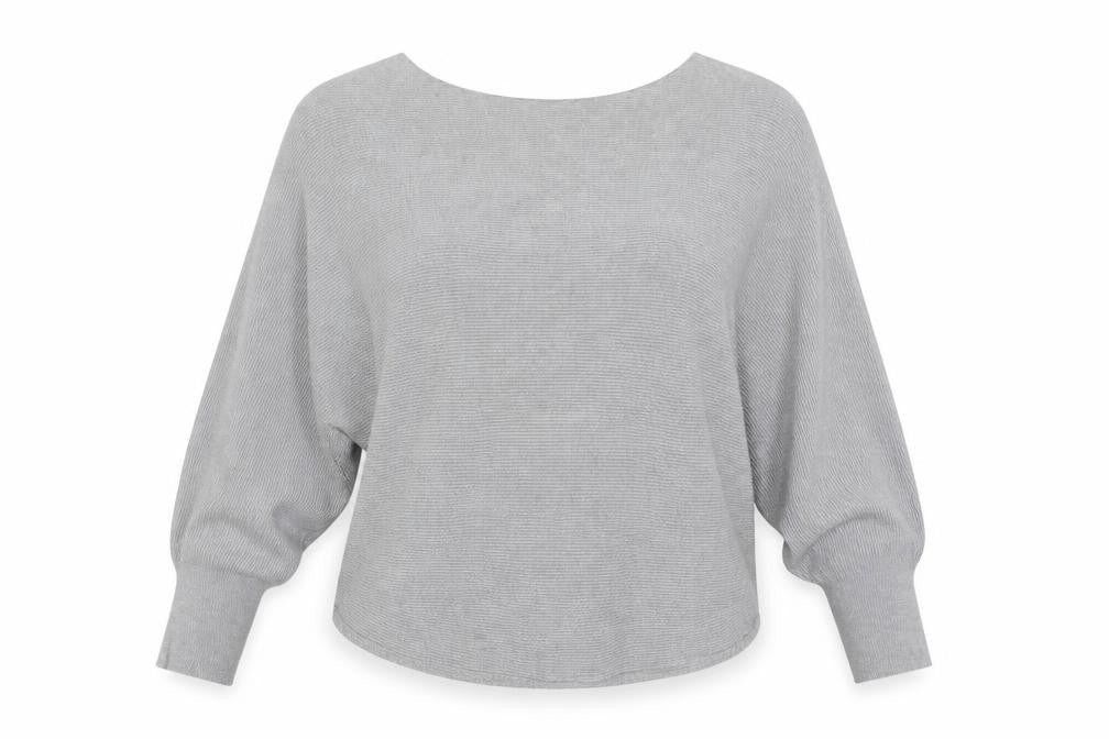 Apricot Womens Grey Boat Neck Batwing Knit Jumper Size 10