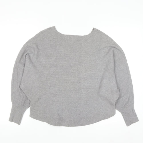 Apricot Womens Grey Boat Neck Batwing Knit Jumper Size 10
