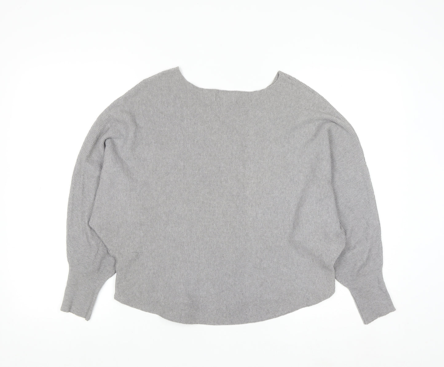 Apricot Womens Grey Boat Neck Batwing Knit Jumper Size 10