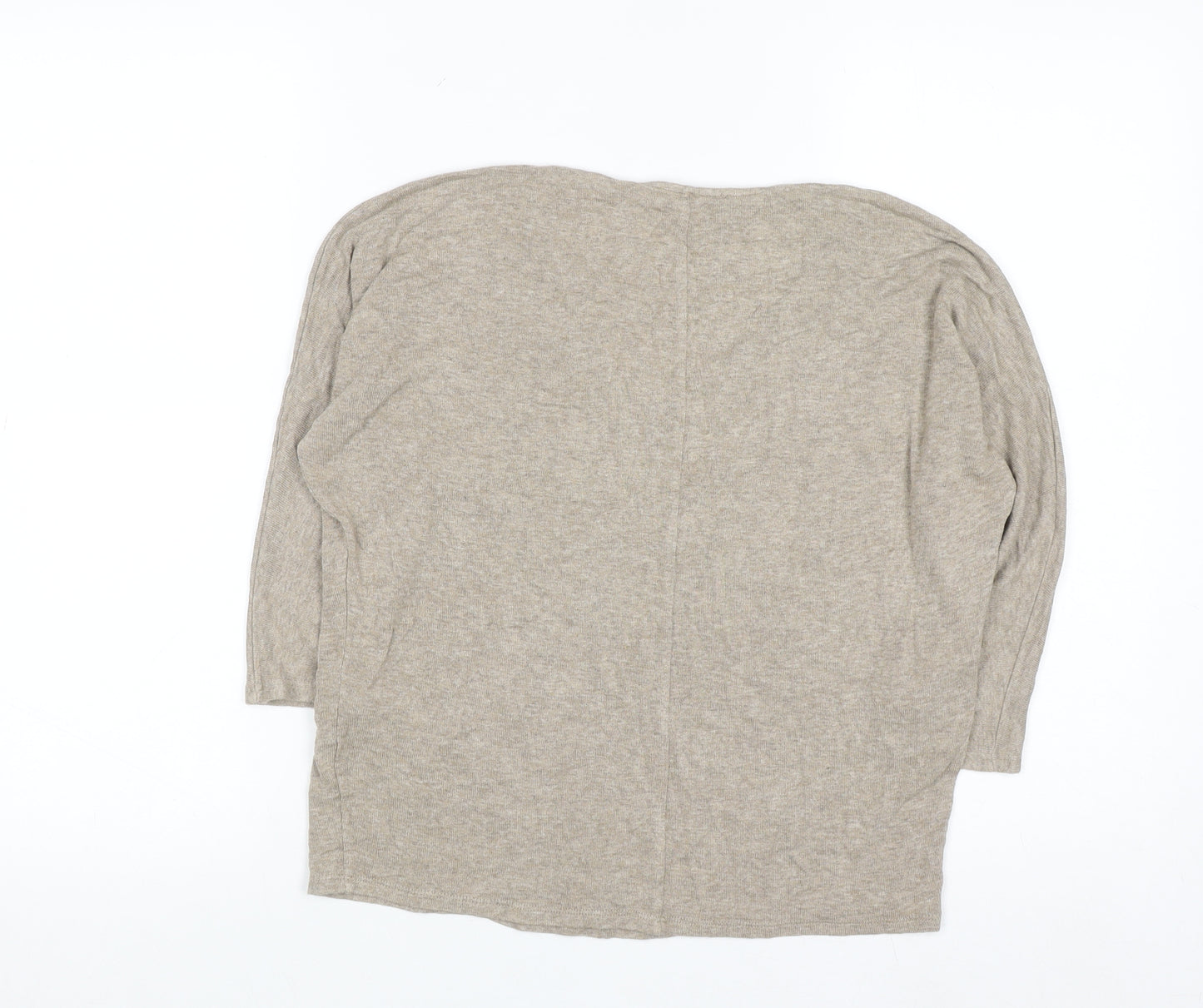 MNG Women's Beige V-Neck 3/4 Sleeve Pullover Jumper XS