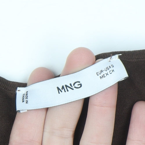 MNG Women Brown Long Sleeve Slim Fit Basic Jersey Top Size S