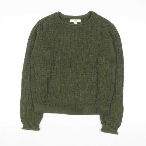 Marks and Spencer Women’s Green Cable-Knit Cotton Jumper XS