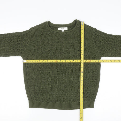 Marks and Spencer Women’s Green Cable-Knit Cotton Jumper XS