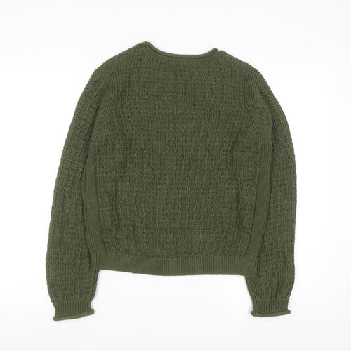 Marks and Spencer Women’s Green Cable-Knit Cotton Jumper XS