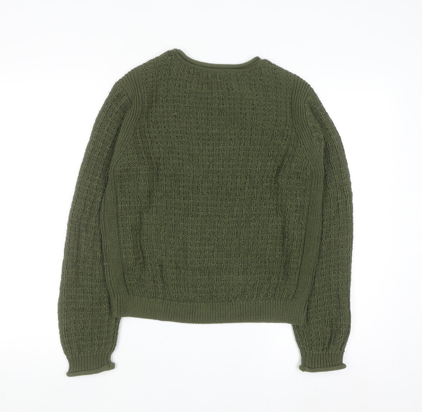 Marks and Spencer Women’s Green Cable-Knit Cotton Jumper XS