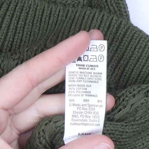 Marks and Spencer Women’s Green Cable-Knit Cotton Jumper XS