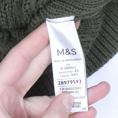 Marks and Spencer Women’s Green Cable-Knit Cotton Jumper XS