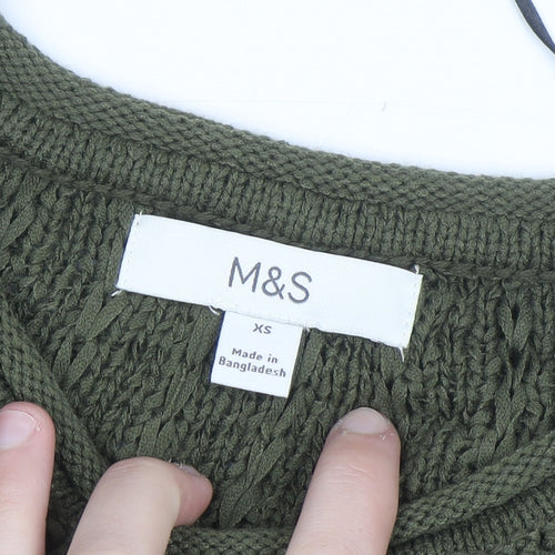 Marks and Spencer Women’s Green Cable-Knit Cotton Jumper XS