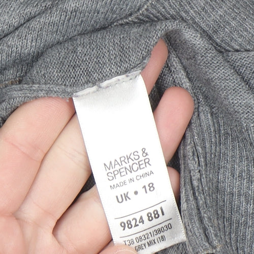 Marks and Spencer Women’s Grey Roll Neck Long Sleeve Jumper Size 18