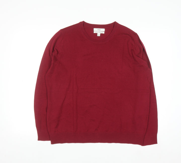 Marks and Spencer Women's Red Size 18 Extra Fine Merino Wool Jumper