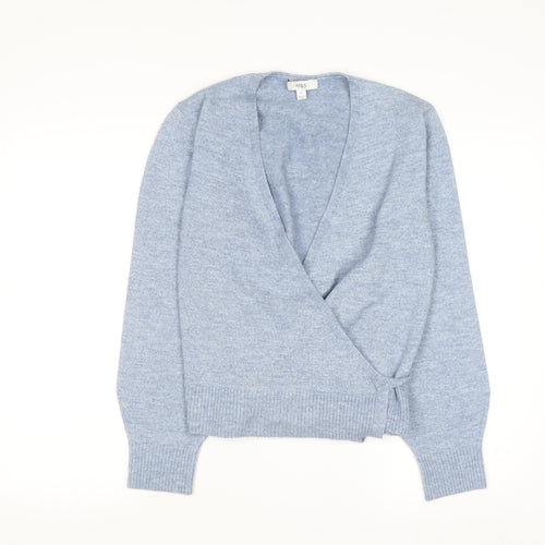 Marks and Spencer Women's Blue Wrap V-Neck Knit Jumper Size S