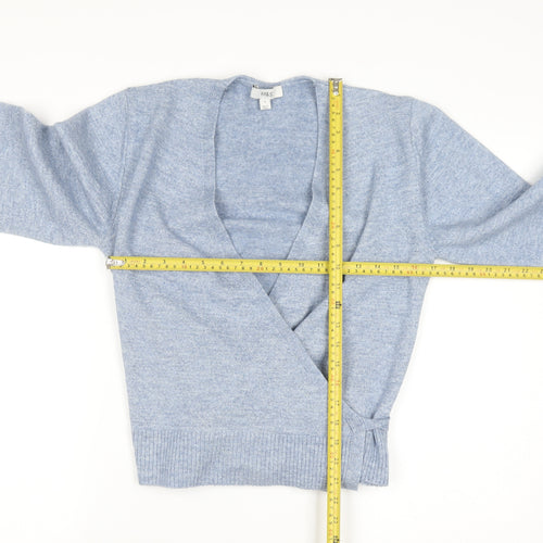 Marks and Spencer Women's Blue Wrap V-Neck Knit Jumper Size S