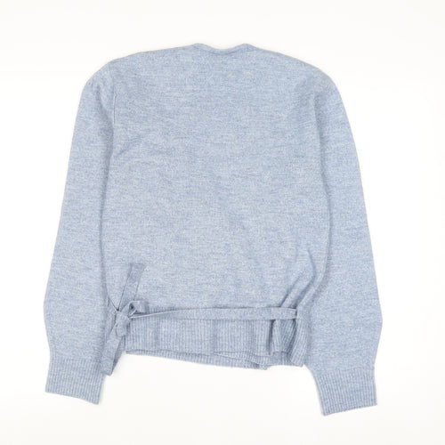 Marks and Spencer Women's Blue Wrap V-Neck Knit Jumper Size S