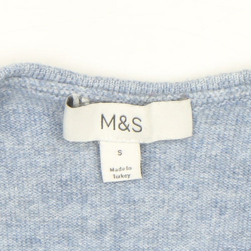Marks and Spencer Women's Blue Wrap V-Neck Knit Jumper Size S